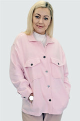 OVERSIZED PLAIN SHACKET- BABY PINK