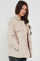 OVERSIZED PLAIN SHACKET- BEIGE