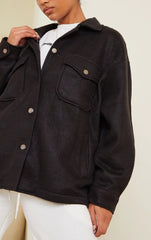 OVERSIZED PLAIN SHACKET- BLACK