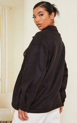 OVERSIZED PLAIN SHACKET- BLACK