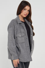 OVERSIZED PLAIN SHACKET- MID GREY