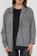 OVERSIZED PLAIN SHACKET- MID GREY