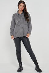 OVERSIZED PLAIN SHACKET- MID GREY