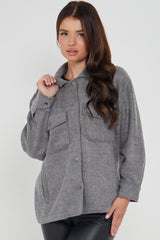 OVERSIZED PLAIN SHACKET- MID GREY