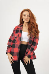 OVERSIZED CHECK SHACKET- RED BLACK