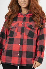 OVERSIZED CHECK SHACKET- RED BLACK