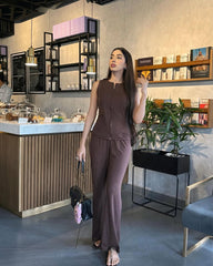 Women's 2pcs Set  Notch Neck Double-Zipper Waist Casual