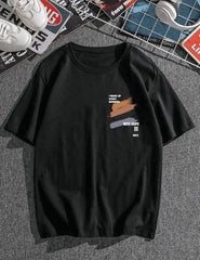 HYPEMODE MEN SLOGAN AND BRUSH PRINT TEE