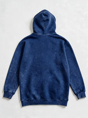 ACID WASHED APPLIQUE EMBROIDERED NY HOODIE