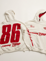 ACID WASHED PRINTED RACER HOODIE