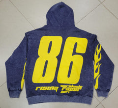 ACID WASHED PRINTED RACER HOODIE