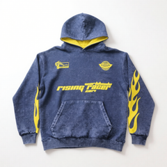 ACID WASHED PRINTED RACER HOODIE