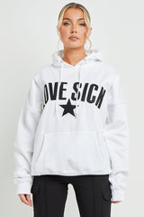 LOVE SICK PRINT OVERSIZED HOODIE