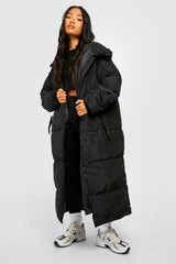 HOODED LONGLINE PUFFER JACKET