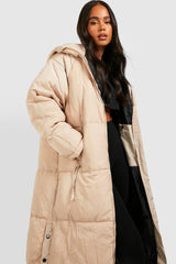 HOODED LONGLINE PUFFER JACKET